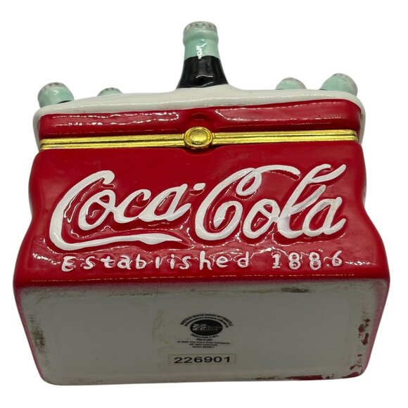 Coca-Cola Ceramic Trinket Box Shaped Like Cooler With Bottles - Picture 2 of 4